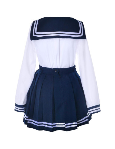Uniforme Escolar Japonés Chicas Falda Plisada Azul Marino