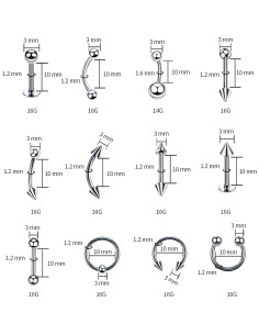 Kit de Piercing Corporal A-minusone 84 Piezas 14G 16G 2