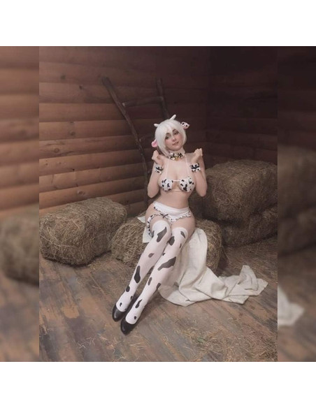 Lencería Sexy de Vaca YOMORIO para Mujeres con Medias