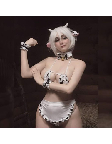 Lencería Sexy de Vaca YOMORIO para Mujeres con Medias