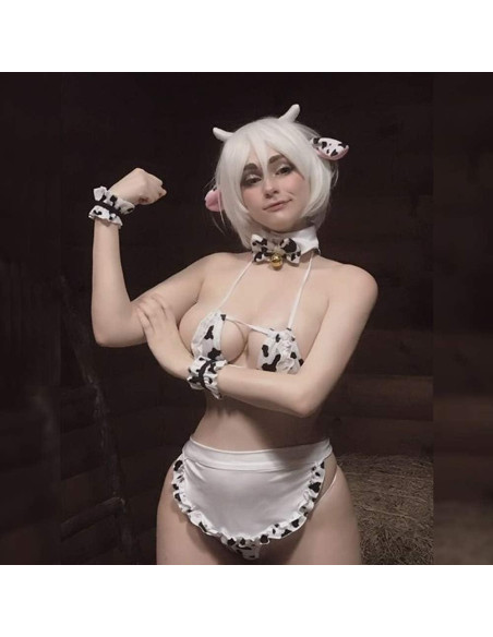 Lencería Sexy de Vaca YOMORIO para Mujeres con Medias