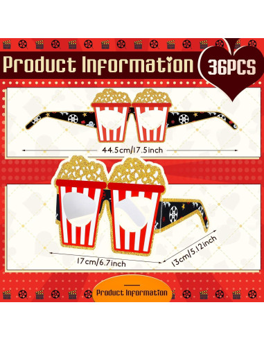 36 Gafas de Papel Multicolor Relaxgiant para Fiesta de Cine