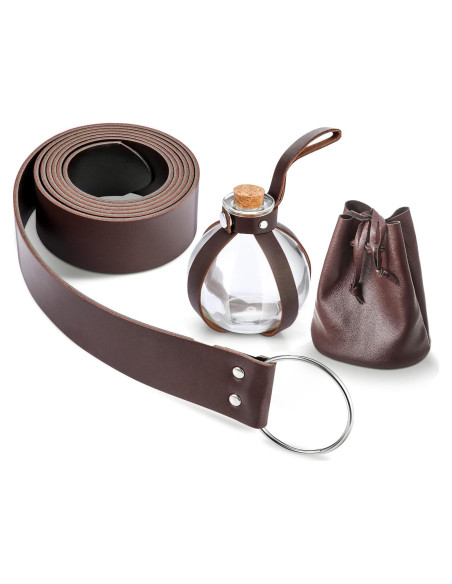 Accesorios Medievales Renaissance para Cosplay - Botella, Cinturón y Bolsa