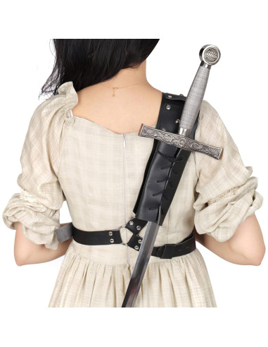 Funda de espada medieval ajustable unisex negra para cosplay