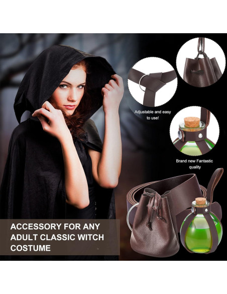 Accesorios Medievales Renaissance para Cosplay - Botella, Cinturón y Bolsa