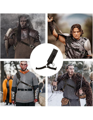 Funda de espada medieval ajustable unisex negra para cosplay