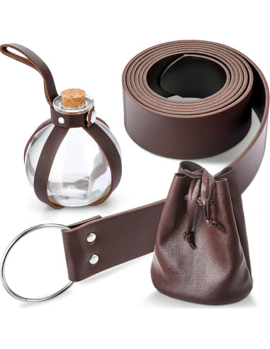 Accesorios Medievales Renaissance para Cosplay - Botella, Cinturón y Bolsa