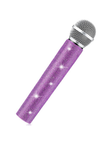 Micrófono Falso Sanwuta Brillante Púrpura para Cosplay 24 cm