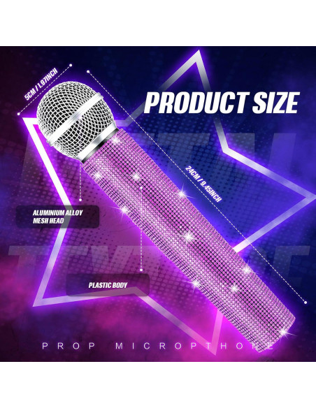 Micrófono Falso Sanwuta Brillante Púrpura para Cosplay 24 cm