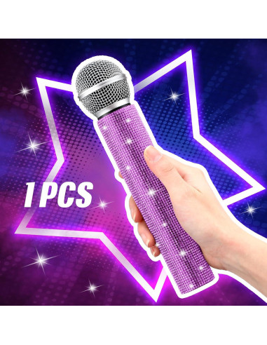 Micrófono Falso Sanwuta Brillante Púrpura para Cosplay 24 cm