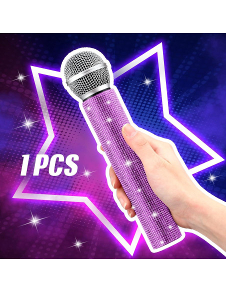 Micrófono Falso Sanwuta Brillante Púrpura para Cosplay 24 cm