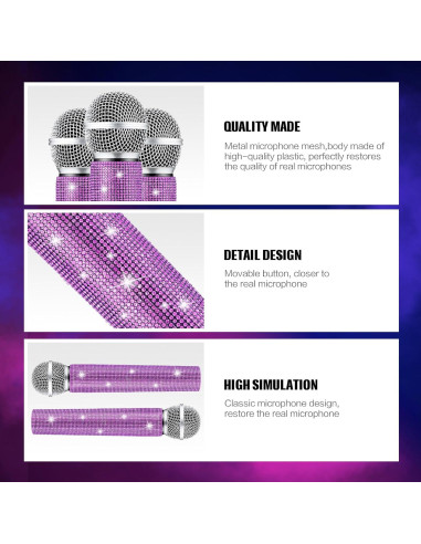 Micrófono Falso Sanwuta Brillante Púrpura para Cosplay 24 cm