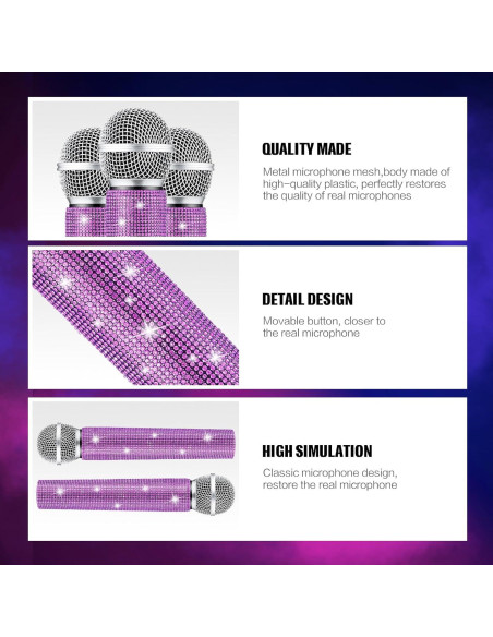 Micrófono Falso Sanwuta Brillante Púrpura para Cosplay 24 cm
