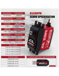 Servo Digital AGFRC B53BHPW 20KG 0.055Sec a Prueba de Agua 2