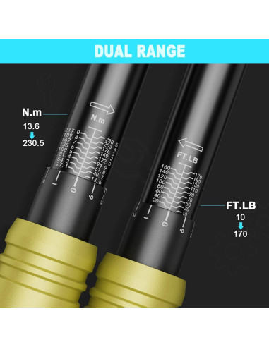 Llave de Torque ANPUDS 1/2" 10-170 Ft-Lb 72 Dientes