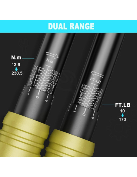 Llave de Torque ANPUDS 1/2" 10-170 Ft-Lb 72 Dientes