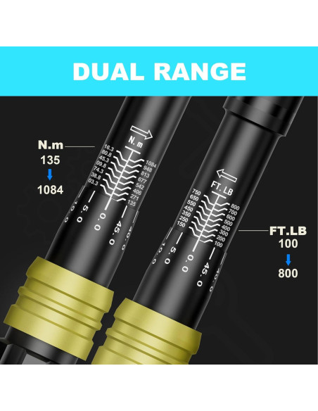 Llave de Torque ANPUDS 3/4" 100-800 Nm Doble Dirección