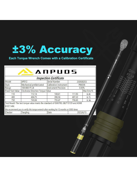 Llave de Torque ANPUDS 3/4" 100-800 Nm Doble Dirección