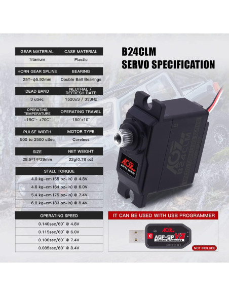 Mini Servo Digital AGFRC 6KG a Prueba de Agua 1/16