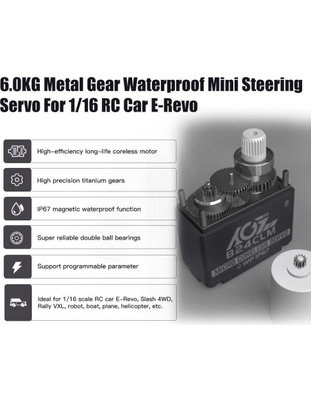 Mini Servo Digital AGFRC 6KG a Prueba de Agua 1/16