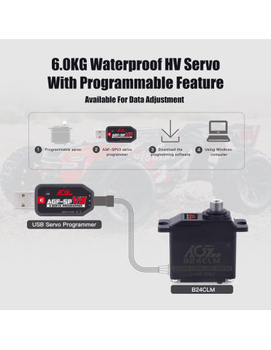 Mini Servo Digital AGFRC 6KG a Prueba de Agua 1/16