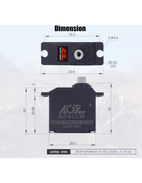 Mini Servo Digital AGFRC 6KG a Prueba de Agua 1/16