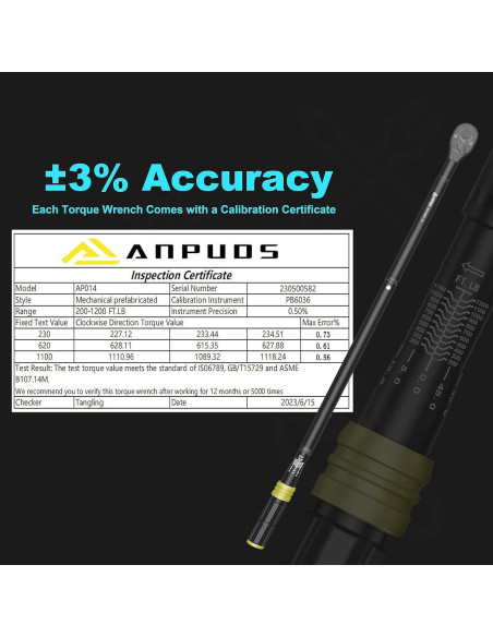 Llave de Torque ANPUDS 1 Pulgada 271-1626 Nm Doble Dirección