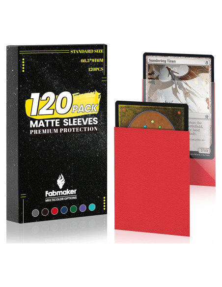 120 Fundas para Cartas Fabmaker 66.5x91mm Rojo