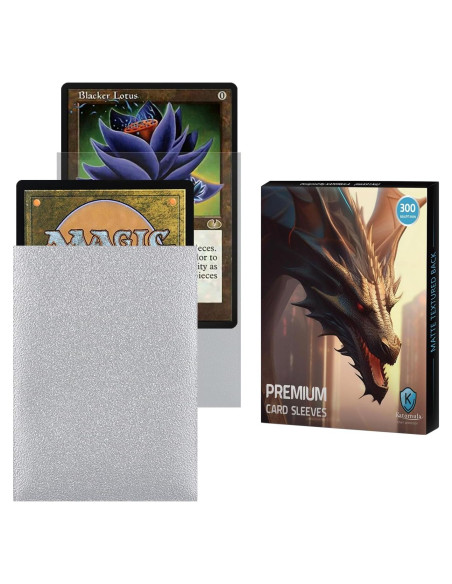 Mangas de cartas Katomula 300CT texturizadas mate plata
