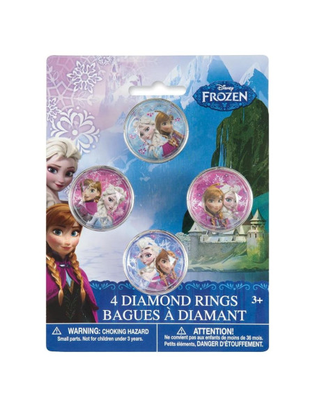 Anillos de Diamante de Plástico Disney Frozen - Paquete de 4