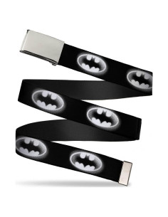 Cinturón web unisex Buckle-Down murciélago negro/blanco 3,81 cm