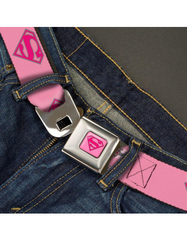 Cinturón de seguridad Buckle-Down Superman Rosa 1.5" ancho