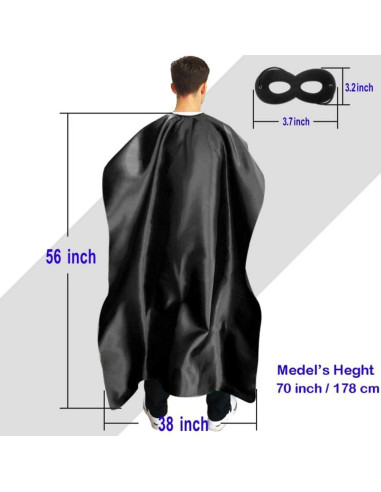 Set Capa y Máscara Superhéroe Adulto ADJOY - Negro