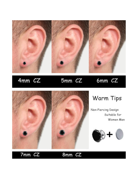 15 Pares Pendientes Magnéticos Ofeiyaa Zirconia 4-8MM Set Unisex 15 Pares Pendientes Magnéticos Ofeiyaa Zirconia 4-8MM Set Unisex