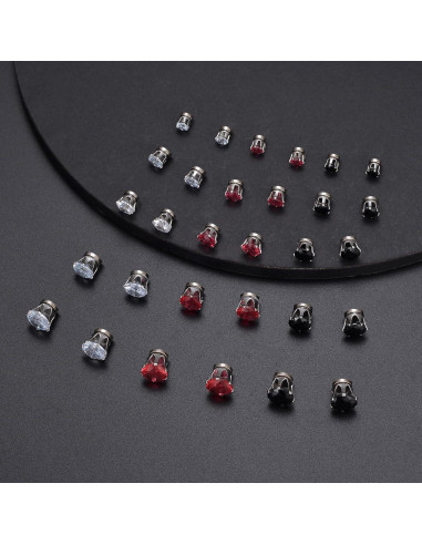 15 Pares Pendientes Magnéticos Ofeiyaa Zirconia 4-8MM Set Unisex