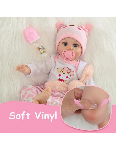 Muñeca Reborn Bebé Niña Kdudgso 55.88 cm Realista con Accesorios
