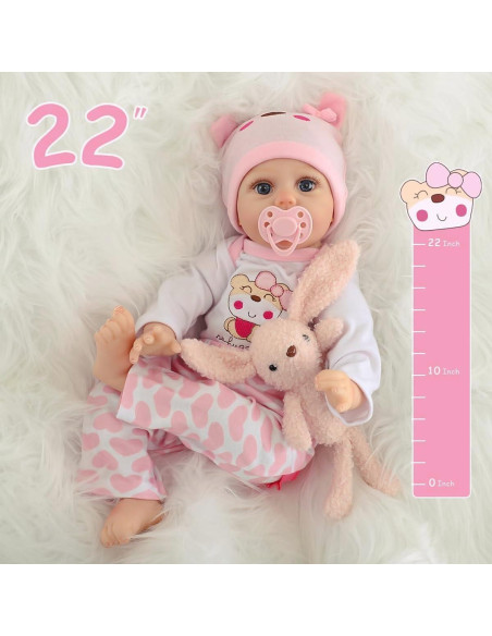 Muñeca Reborn Bebé Niña Kdudgso 55.88 cm Realista con Accesorios