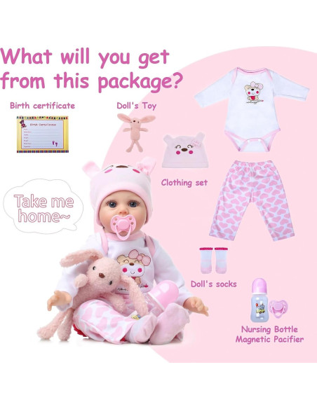 Muñeca Reborn Bebé Niña Kdudgso 55.88 cm Realista con Accesorios