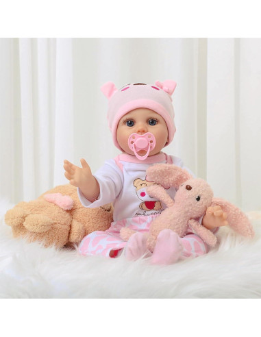 Muñeca Reborn Bebé Niña Kdudgso 55.88 cm Realista con Accesorios