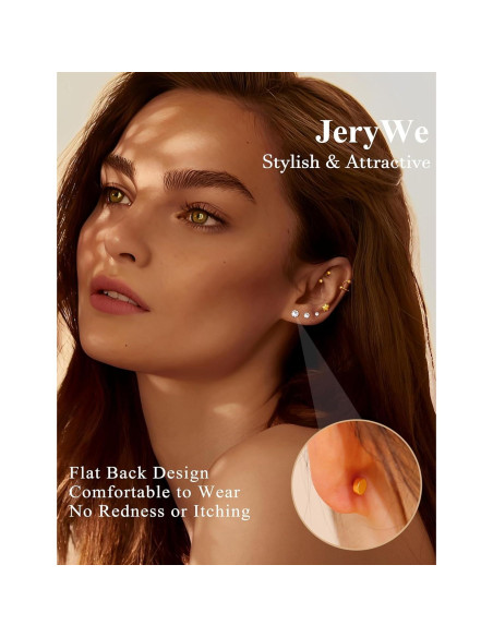 JeryWe 27 Piezas Pendientes de Cartílago Acero Inoxidable JeryWe 27 Piezas Pendientes de Cartílago Acero Inoxidable