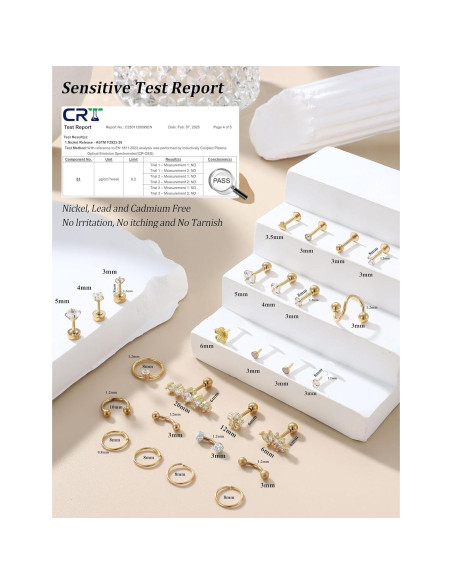 JeryWe 27 Piezas Pendientes de Cartílago Acero Inoxidable JeryWe 27 Piezas Pendientes de Cartílago Acero Inoxidable