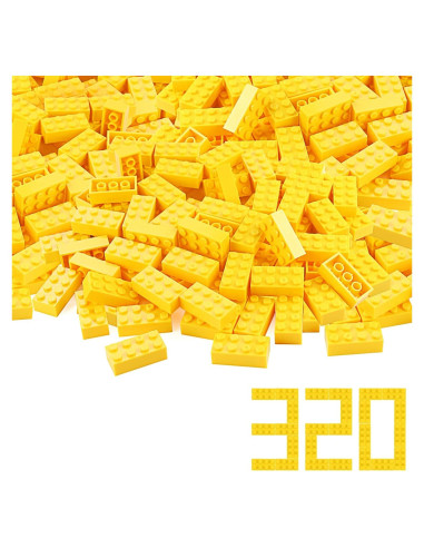320 Piezas Bloques de Construcción Feleph Amarillo 2x4 Educativo