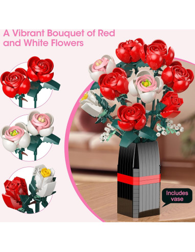 Juego de Construcción de Ramo de Rosas Ancesfun 841PCS