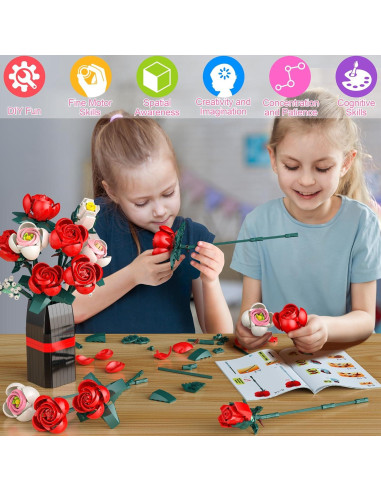 Juego de Construcción de Ramo de Rosas Ancesfun 841PCS