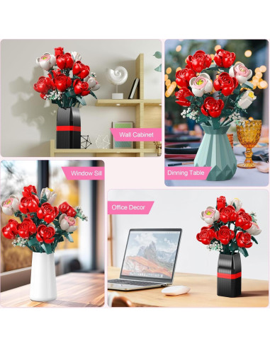 Juego de Construcción de Ramo de Rosas Ancesfun 841PCS