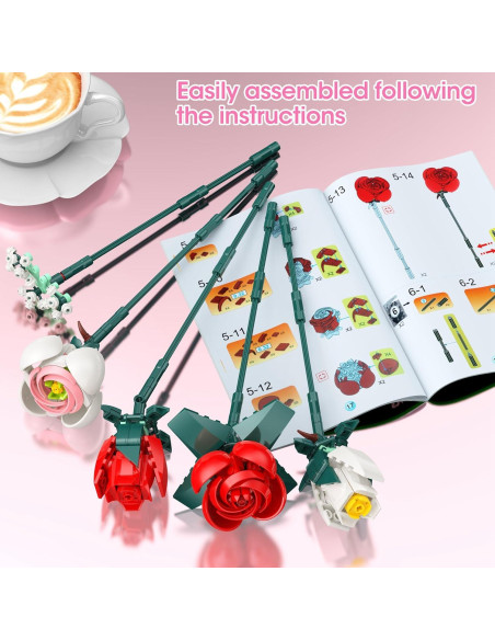 Juego de Construcción de Ramo de Rosas Ancesfun 841PCS