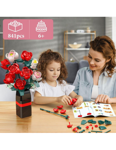 Juego de Construcción de Ramo de Rosas Ancesfun 841PCS