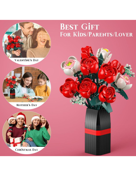 Juego de Construcción de Ramo de Rosas Ancesfun 841PCS