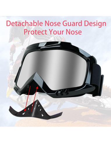 Gafas de Motocross Dmeixs Lente Plateada Anti UV Ajustables