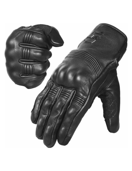 Guantes de Moto SATHIND SI-06 Cuero Negro Táctiles XXL